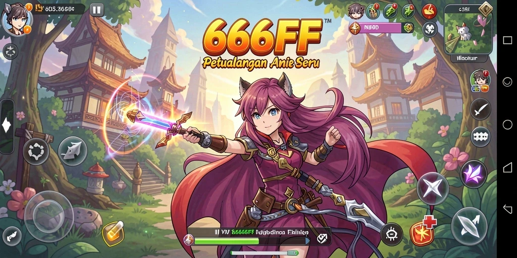 Tampilan gameplay 666FF yang menampilkan pertarungan karakter anime.