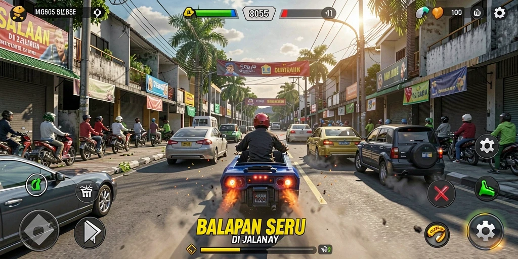 Screenshot gameplay balapan seru di 8055.