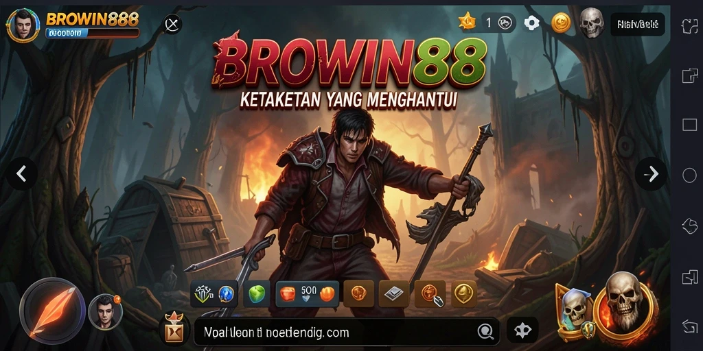 Gambaran gameplay <strong>BROWIN88</strong> yang menakutkan dengan efek suara yang realistis.