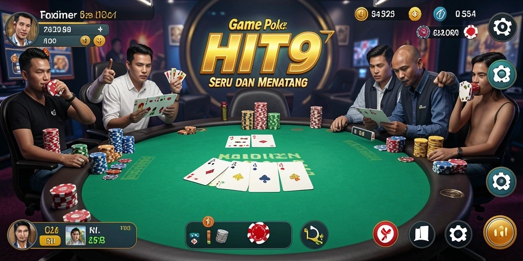 Tampilan gameplay HIT9 yang seru dan menegangkan saat bermain Poker.