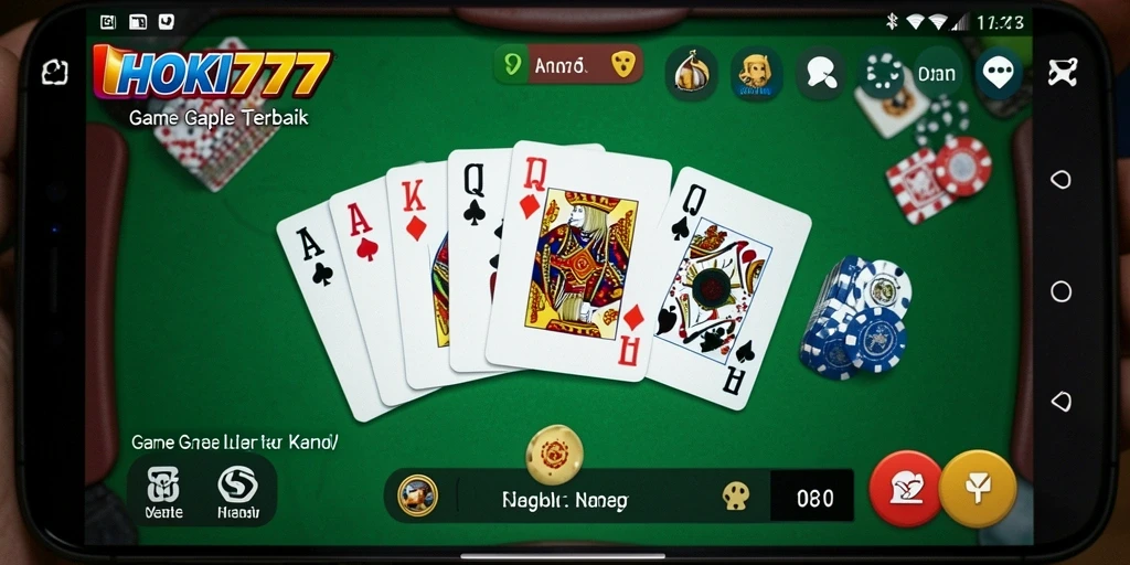 Screenshot HOKI777 menampilkan gameplay seru permainan Gaple.