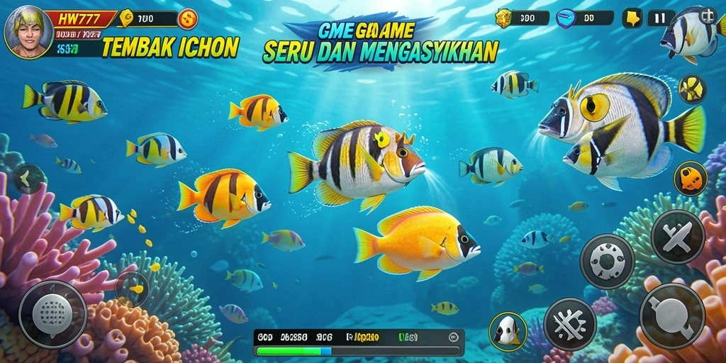 Tampilan gameplay seru Tembak Ikan di HW777.
