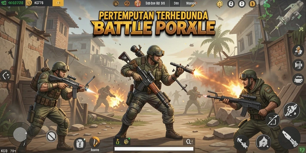 Screenshot KG778 menunjukkan aksi intens pertempuran Battle Royale.
