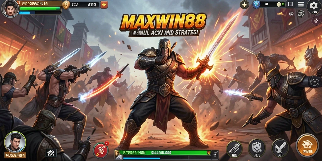 Tampilan intens dari gameplay pertarungan di MAXWIN88.