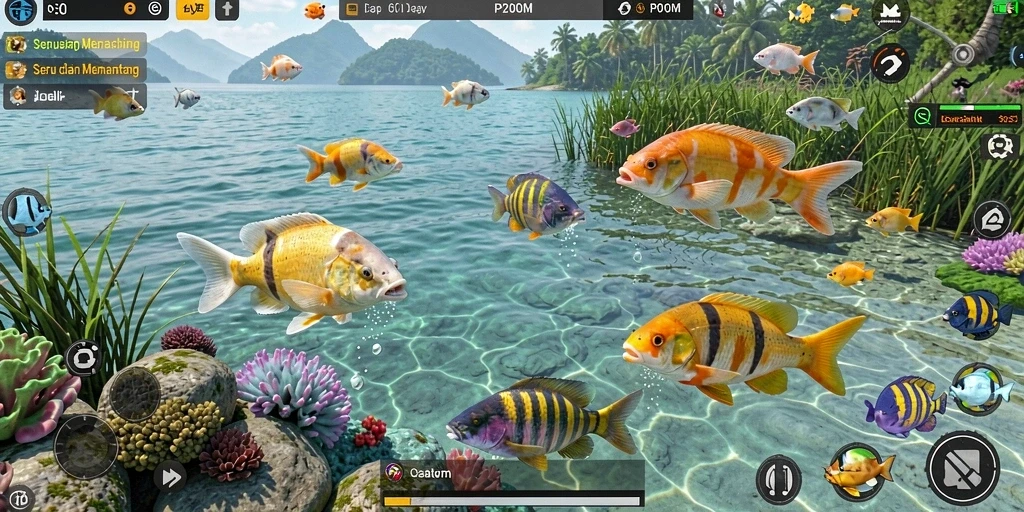Gameplay P200M dengan aksi memancing yang menarik