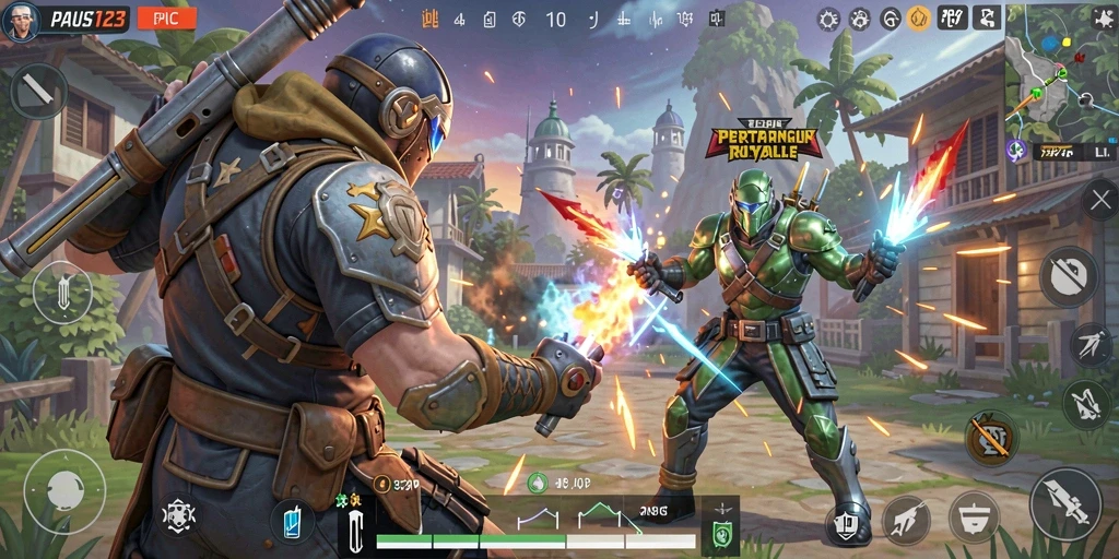 Tampilan gameplay Battle Royale yang mendebarkan di PAUS123.