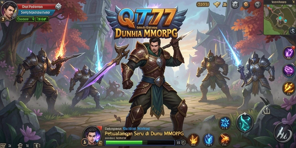 Tampilan gameplay seru di dunia MMORPG QT777 dengan karakter dan pertarungan menarik.
