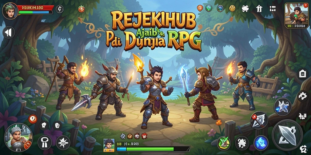 Tampilan gameplay REJEKIHUB yang menampilkan karakter dalam aksi petualangan RPG.
