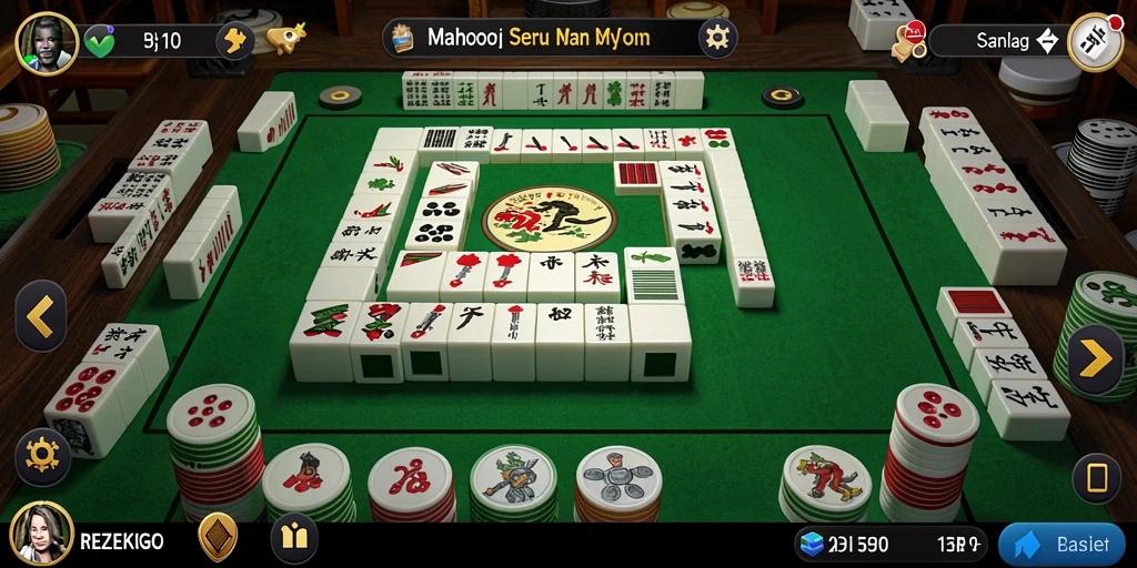 Tampilan gameplay Mahjong yang menarik di REZEKIGO.