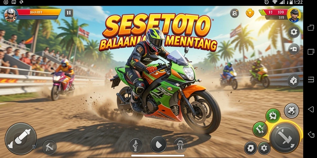 Gameplay balapan motor yang mendebarkan dan penuh aksi.