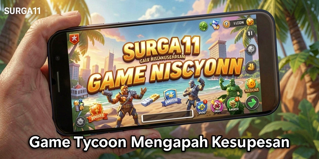 Tampilan gameplay SURGA11 dengan simulasi bisnis yang menarik.