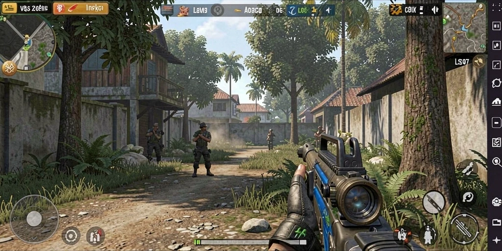 Tampilan gameplay V87 dengan pertempuran TPS yang intens.